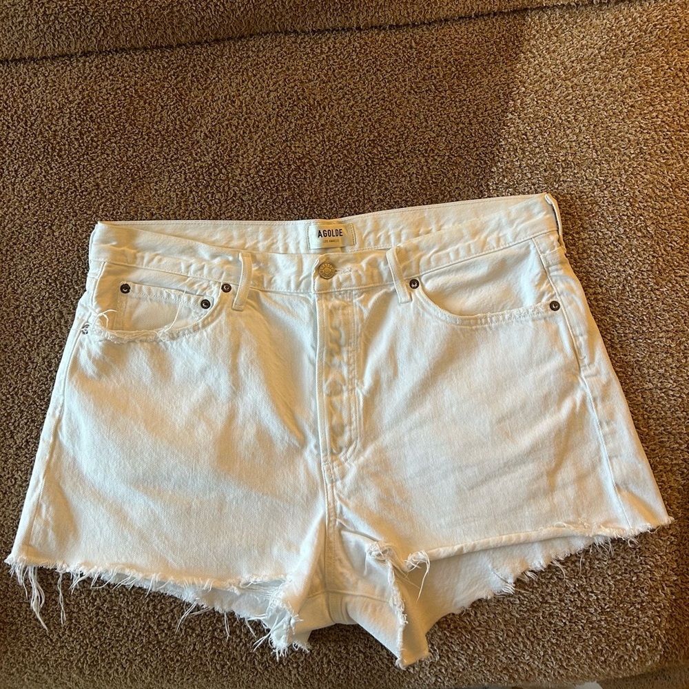 Agolde White Jean Shorts